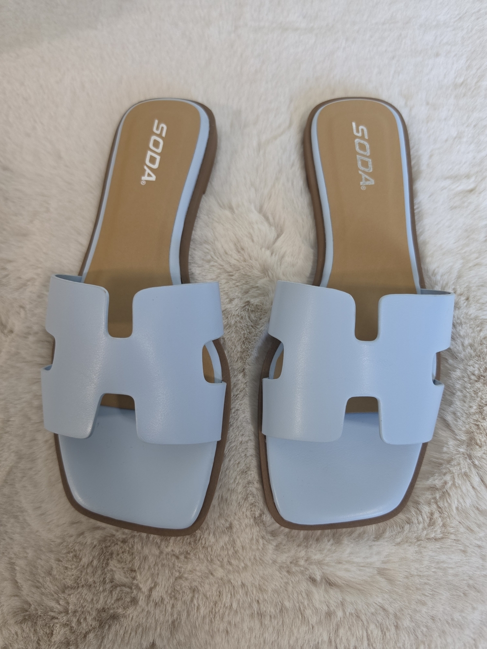 SODA Women's Light Blue Slide Sandals